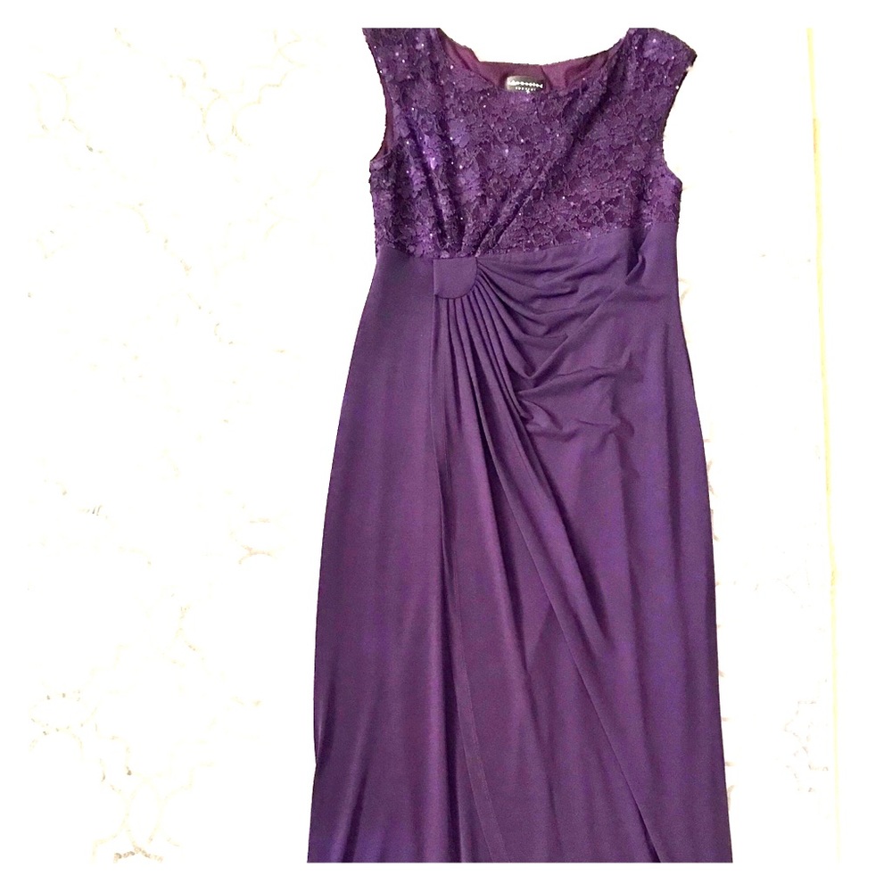 Purple formal dress.